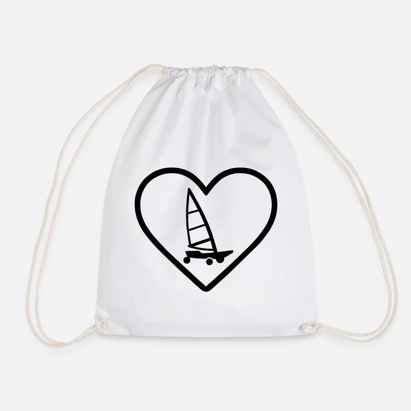 Cuore Carro A Vela – Passione Vento - Drawstring Bag - white