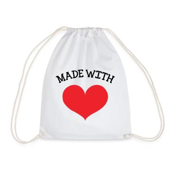 Made with Love - Baby - Baby Shower Gift - Drawstring Bag - white - Front