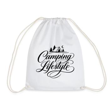 Camping Life Saying Tent - Drawstring Bag - white - Front