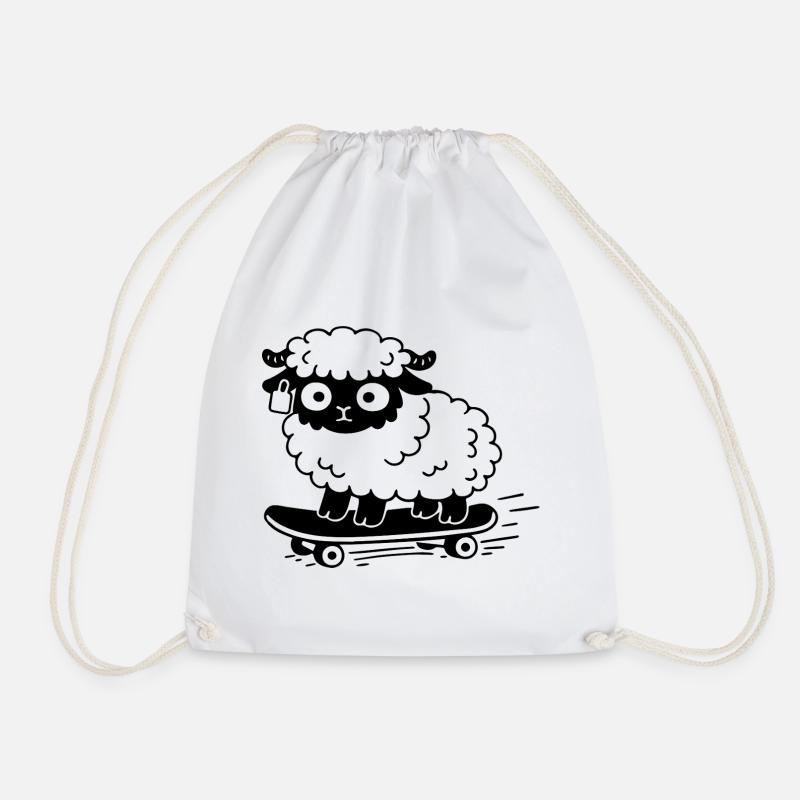Sheep Skate - Drawstring Bag - white