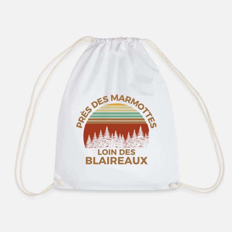Marmots and Forests Retro Solar - Drawstring Bag - white