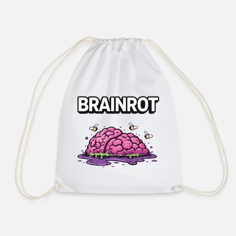 Brainrot Zombie Brain - Drawstring Bag - white