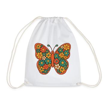 Flower Wings Butterfly Art - Drawstring Bag - white - Front