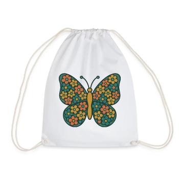 Flower Wings Butterfly - Drawstring Bag - white - Front