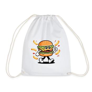 Energiegeladener und gourmetischer Cartoon-Burger - Turnbeutel - Weiß - Vorne