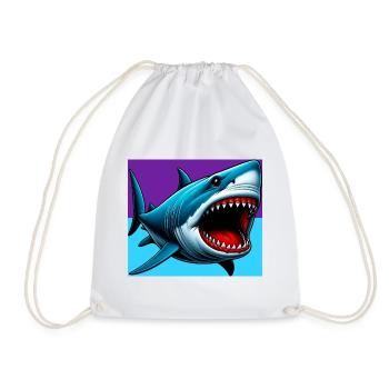 Shark - Drawstring Bag - white - Front