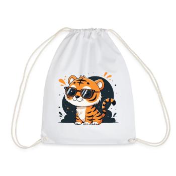 Orange Tiger Sunglasses - Drawstring Bag - white - Front