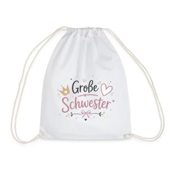 Große Schwester Herz Krone Design - Turnbeutel - Weiß - Vorne