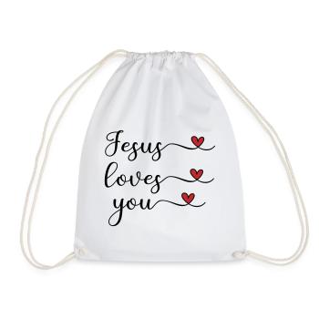 Jesus liebt dich süß Typografie mit Herz - Turnbeutel - Weiß - Vorne