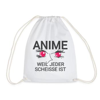 Anime Quote - Drawstring Bag - white - Front