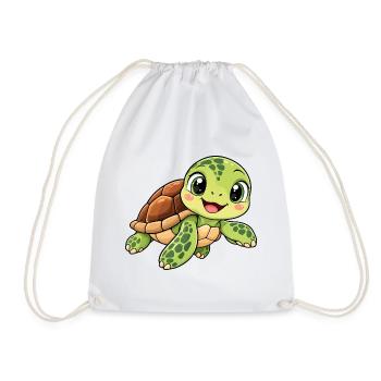 Schildkröte Kawaii Style – Süßes Tiermotiv - Turnbeutel - Weiß - Vorne