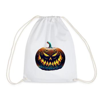 Halloween-Kuerbis - Turnbeutel - Weiß - Vorne