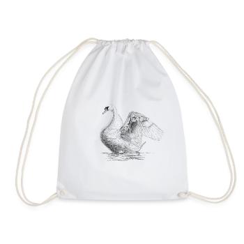 Swan - Drawstring Bag - white - Front