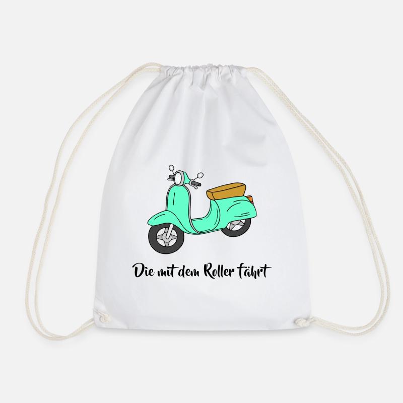 Motorroller - Die mit dem Roller fährt - Turnbeutel - Weiß