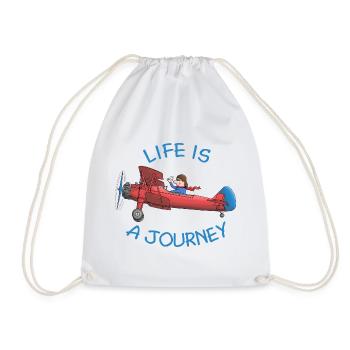 Flugzeug - life is a journey - Turnbeutel - Weiß - Vorne