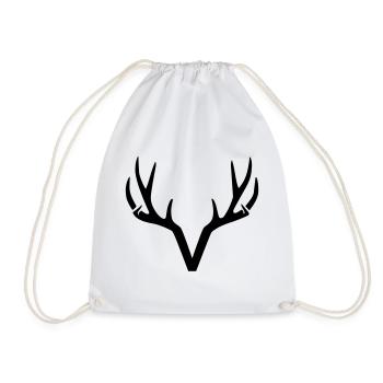 Geweih Silhouette Motiv für Jäger und Naturfreunde - Turnbeutel - Weiß - Vorne