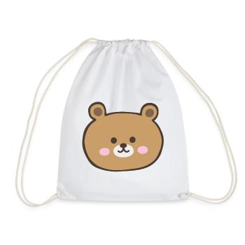 Bear Face - Drawstring Bag - white - Front