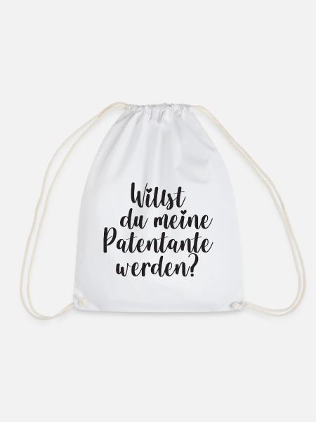 Patentante Frage Geschenk Patin - Turnbeutel - Weiß