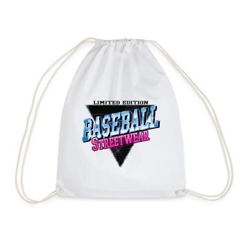 Baseball Sports Font Vintage Retro Streetwear - Drawstring Bag - white - Front