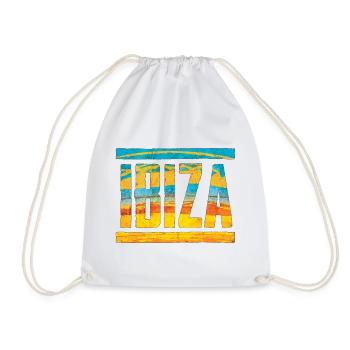 Retro 1970s Style Schriftzug IBIZA - Turnbeutel - Weiß - Vorne