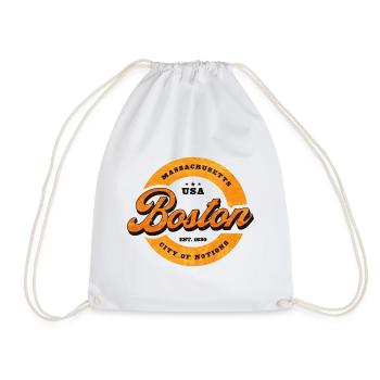 Boston Retro Circle Logo Print - Drawstring Bag - white - Front