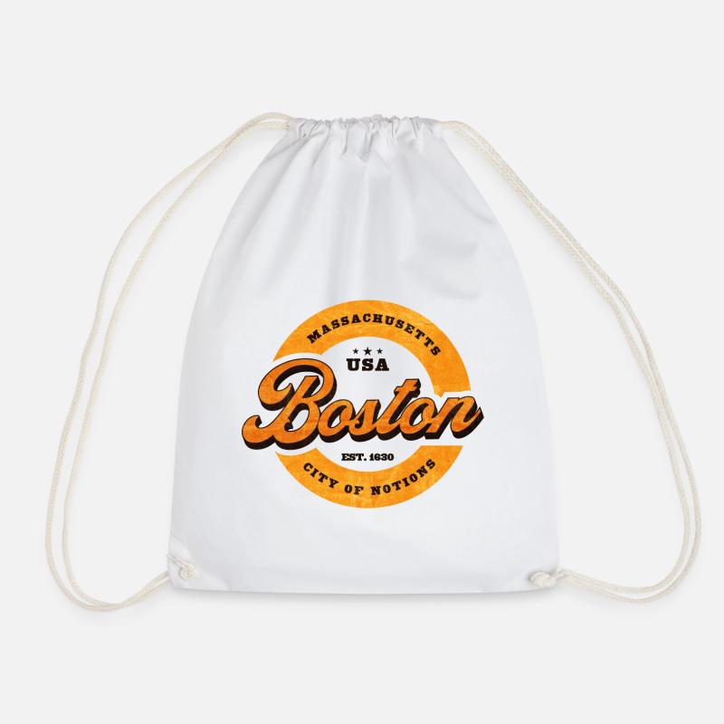 Boston Retro Kreislogo Druck - Turnbeutel - Weiß