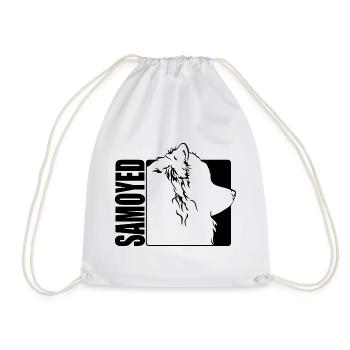Samoyed Profile Dogs Dog Wilsigns - Drawstring Bag - white - Front