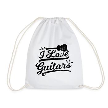 I love guitars - Drawstring Bag - white - Front