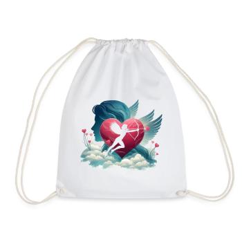 Cupid Archer Heart Artwork - Drawstring Bag - white - Front