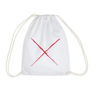 Red X - St. Andrew's Cross Grunge Style red - Drawstring Bag - white - Front
