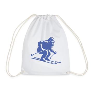 Affe Gorilla Schimpanse Ski Silhouette Design - Turnbeutel - Weiß - Vorne