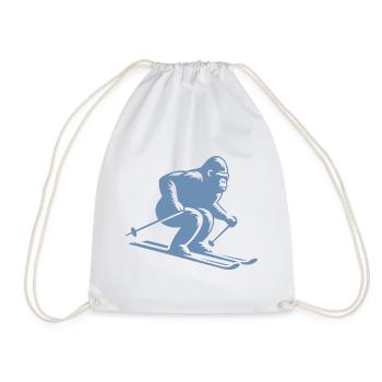 Affe Gorilla Schimpanse Ski Silhouette Design - Turnbeutel - Weiß - Vorne