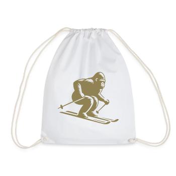 Affe Gorilla Schimpanse Ski Silhouette Design - Turnbeutel - Weiß - Vorne