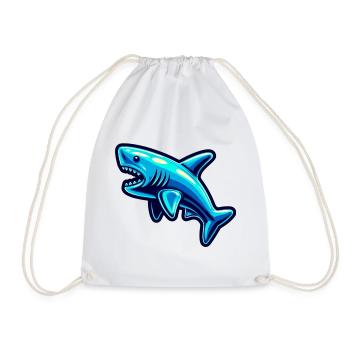 Shark - Drawstring Bag - white - Front