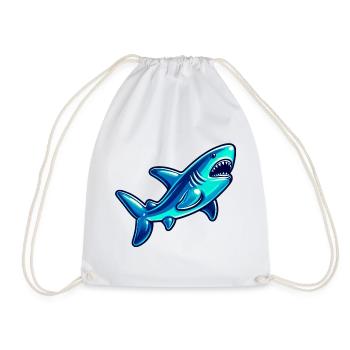 Shark - Drawstring Bag - white - Front