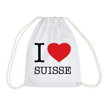 I LOVE SUISSE Switzerland Schweiz - Turnbeutel - Weiß - Vorne