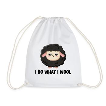 Cute black sheep grumpy with saying - Drawstring Bag - white - Front