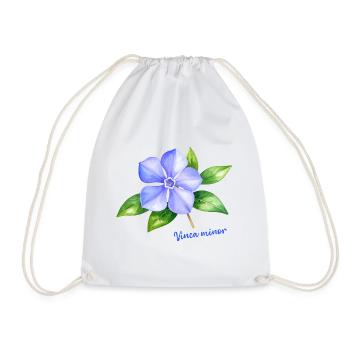 Vinca Minor - Aquarell botanische Illustration - Turnbeutel - Weiß - Vorne