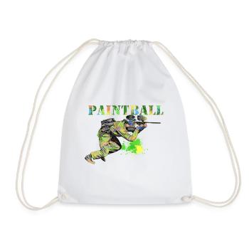 Colored paintball player in action - Drawstring Bag - white - Front