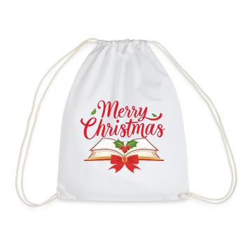 Merry Bookmas – Conception de livre aux lignes fines - Sac de sport léger - blanc - Devant