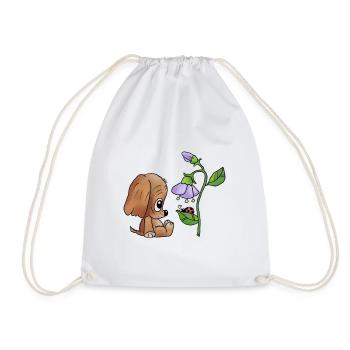 Hund_und_Blume - Turnbeutel - Weiß - Vorne