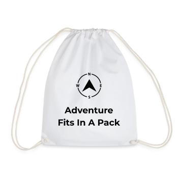 Adventure Fits In A Pack – Travel Shirt - Drawstring Bag - white - Front