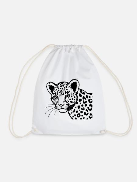 Leopard schwarz Geschenk Weihnachten - Turnbeutel - Weiß
