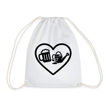 Heart Beer Gardening Humor - Drawstring Bag - white - Front