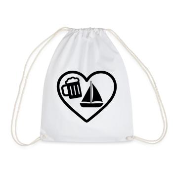 Heart Beer Sailing Humor - Drawstring Bag - white - Front
