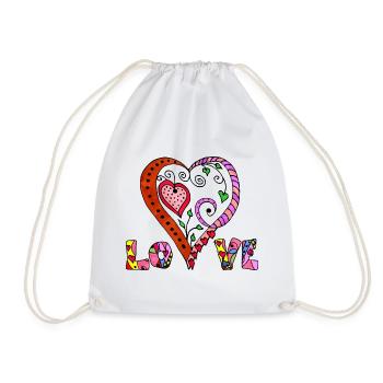 Heart - Drawstring Bag - white - Front