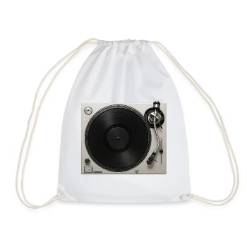 Turntable Gramophone Vinyl Record Game - Drawstring Bag - white - Front