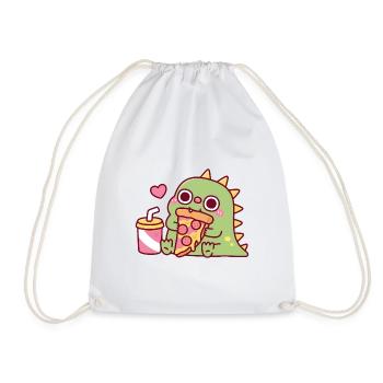 Un dinosaure mignon adore la part de pizza pepperoni - Sac de sport léger - blanc - Devant