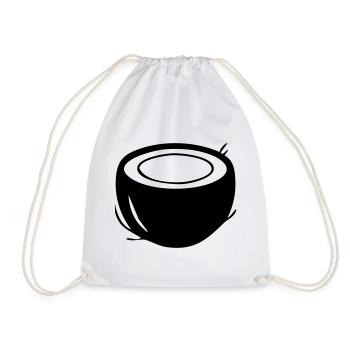 Coconut Silhouette – Tropical Paradise Design - Drawstring Bag - white - Front