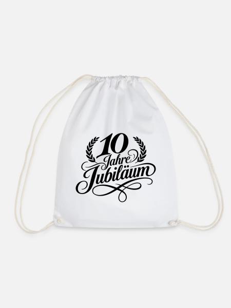 10 Jahre Jubiläum Lorbeer Schwarz - Turnbeutel - Weiß